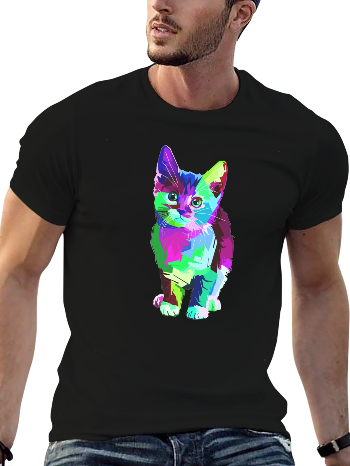 Abstract Kitten Graphic T-Shirt