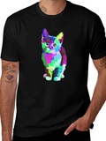 Abstract Kitten Graphic T-Shirt