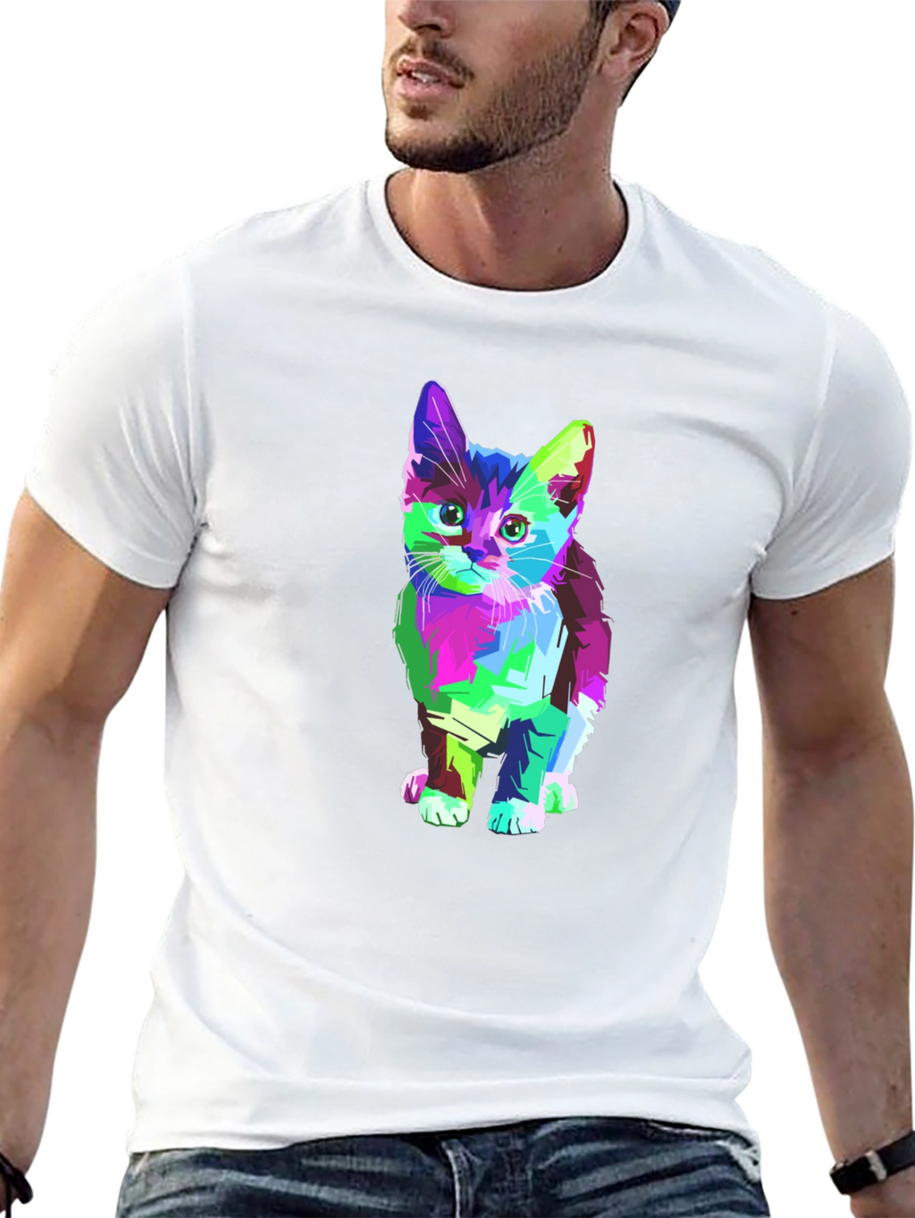 Abstract Kitten Graphic T-Shirt