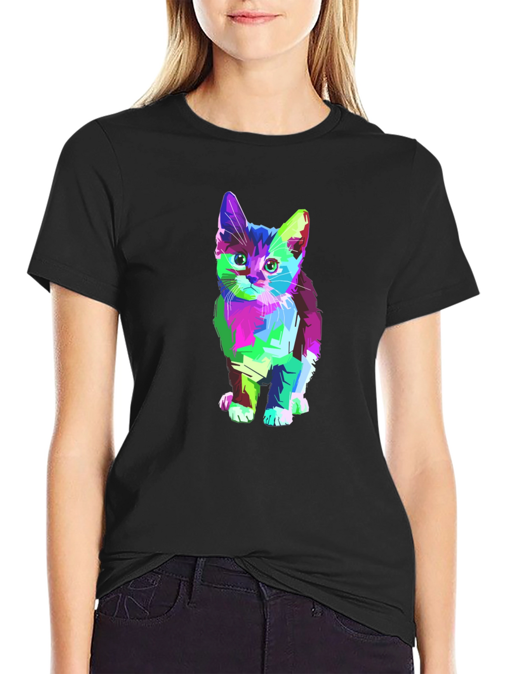 Abstract Kitten Graphic T-Shirt