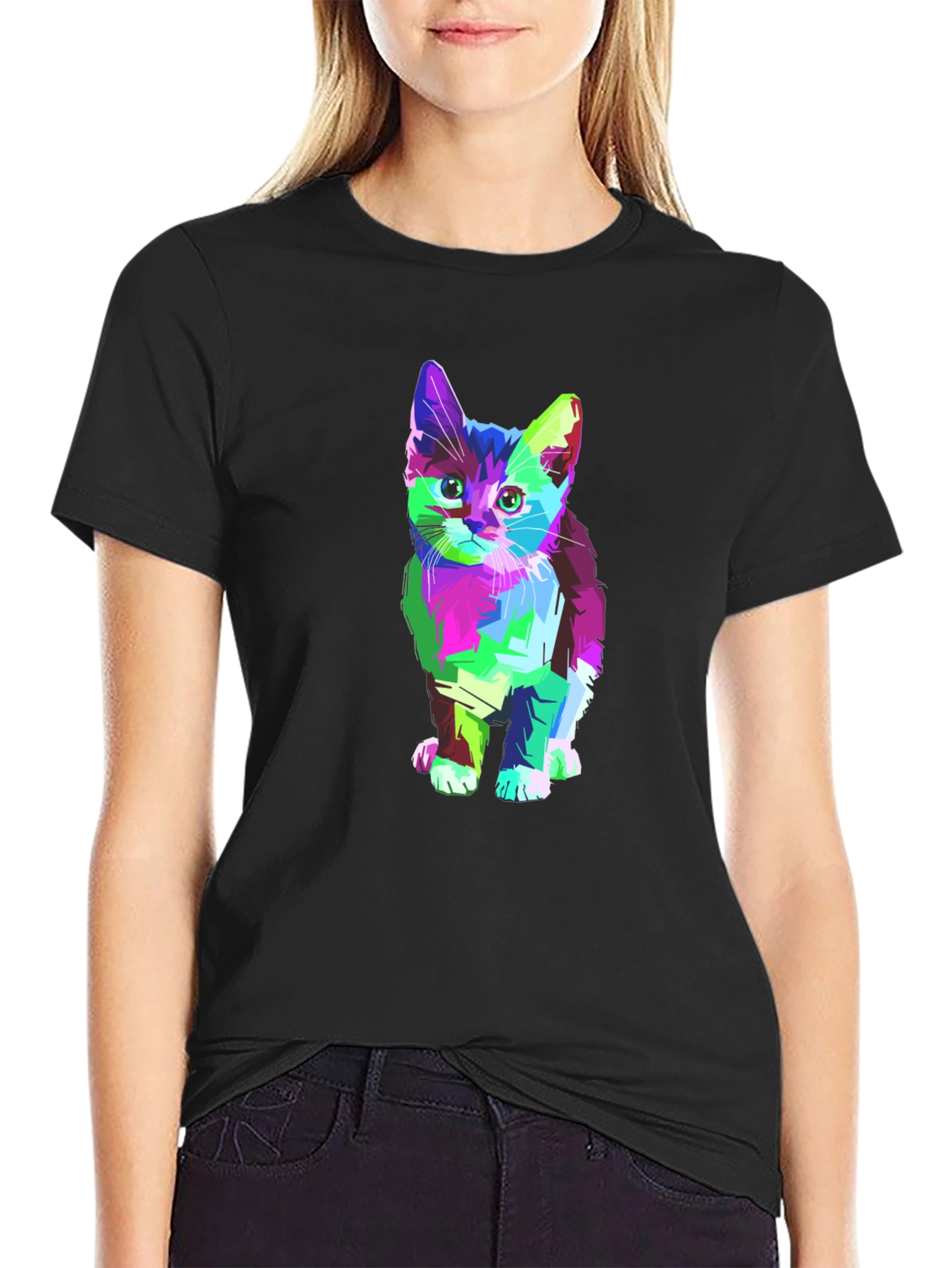 Abstract Kitten Graphic T-Shirt