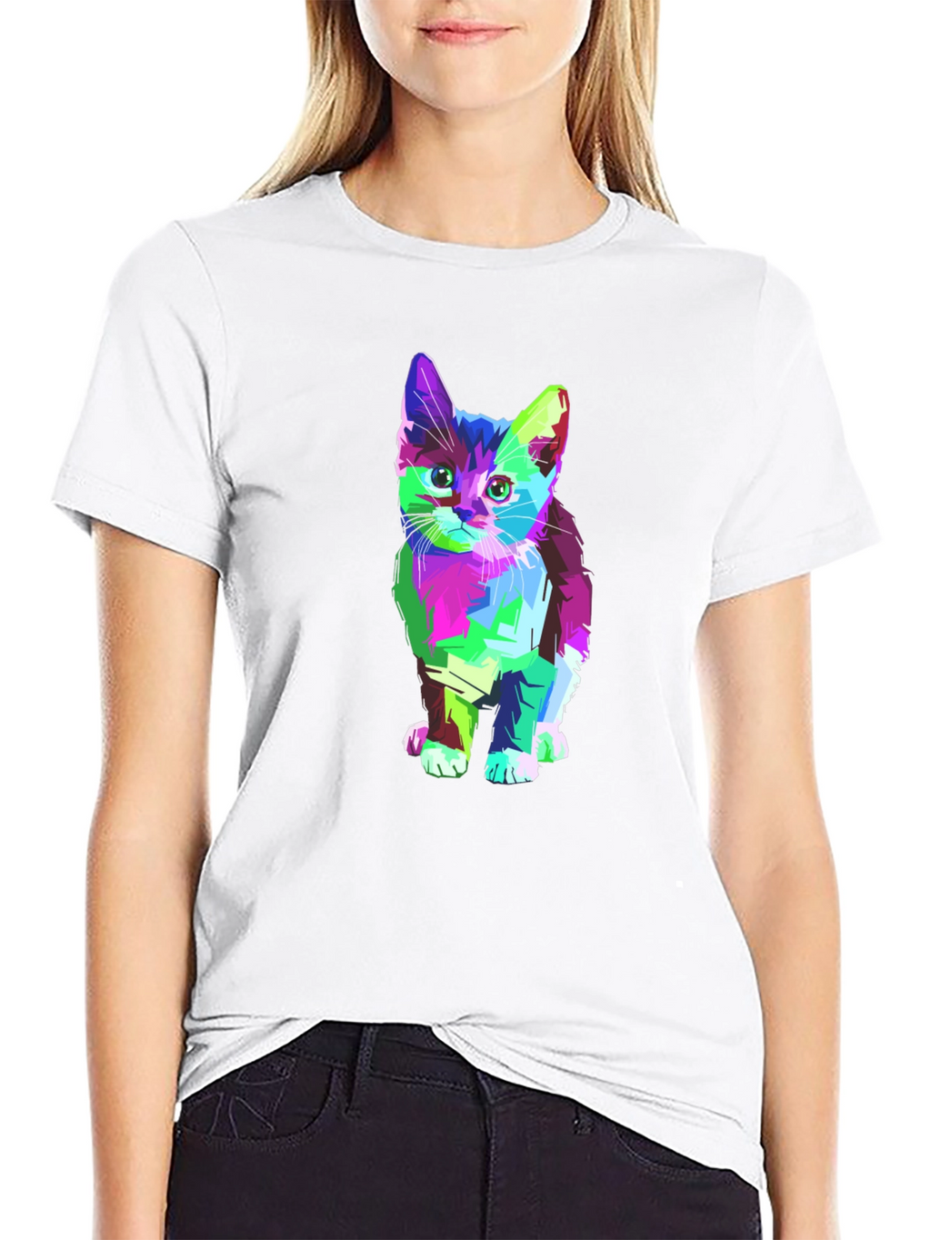 Abstract Kitten Graphic T-Shirt