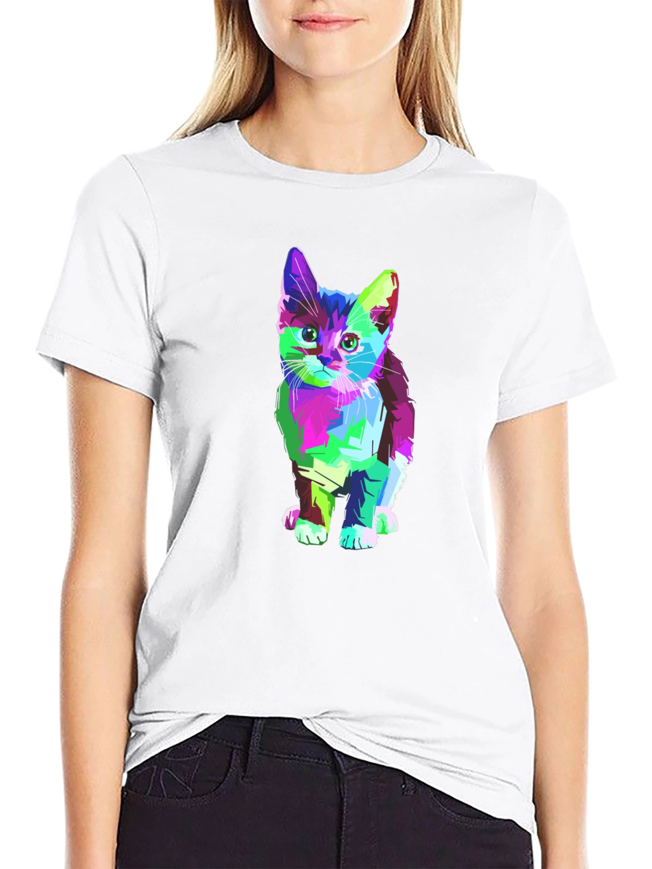 Abstract Kitten Graphic T-Shirt