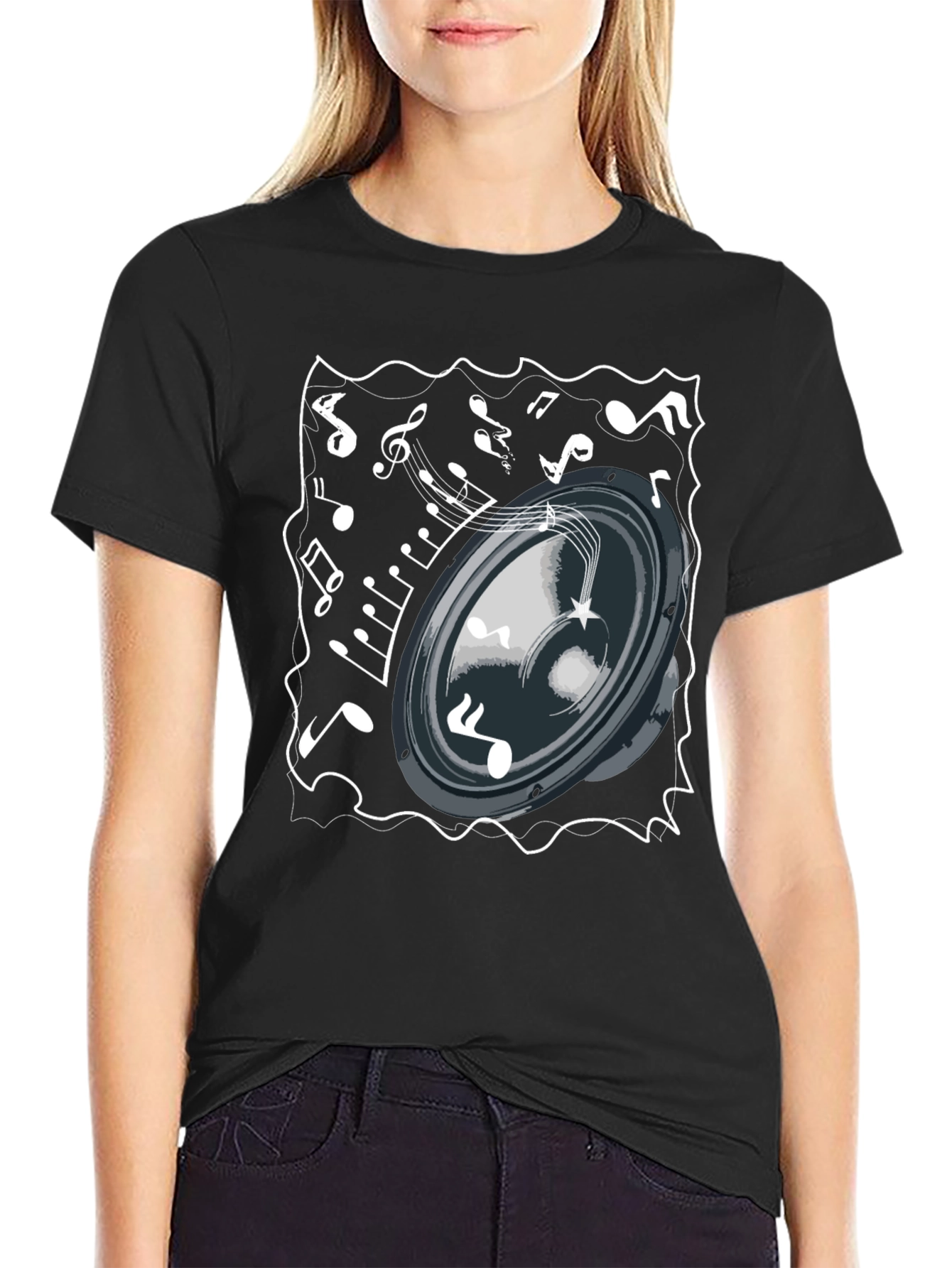 Musical Speaker T-Shirt - Black Cotton Tee