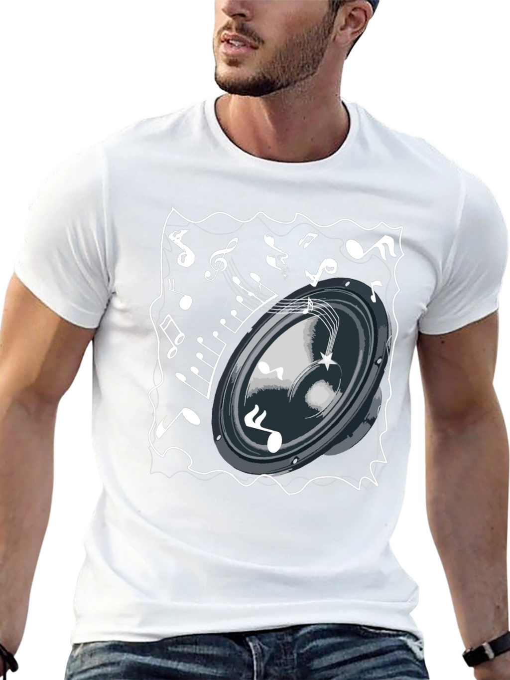 Musical Speaker T-Shirt - Black Cotton Tee