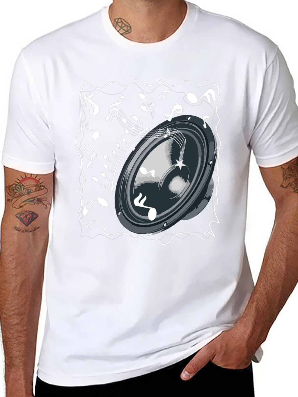 Musical Speaker T-Shirt - Black Cotton Tee