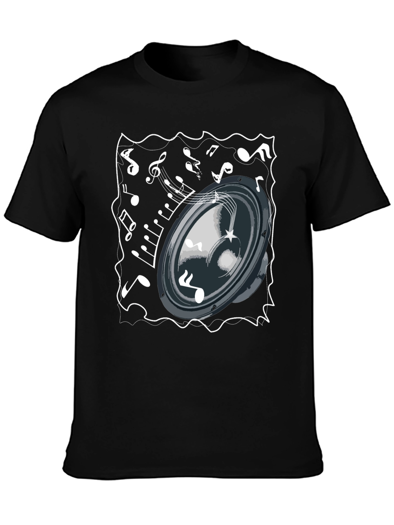 Musical Speaker T-Shirt - Black Cotton Tee