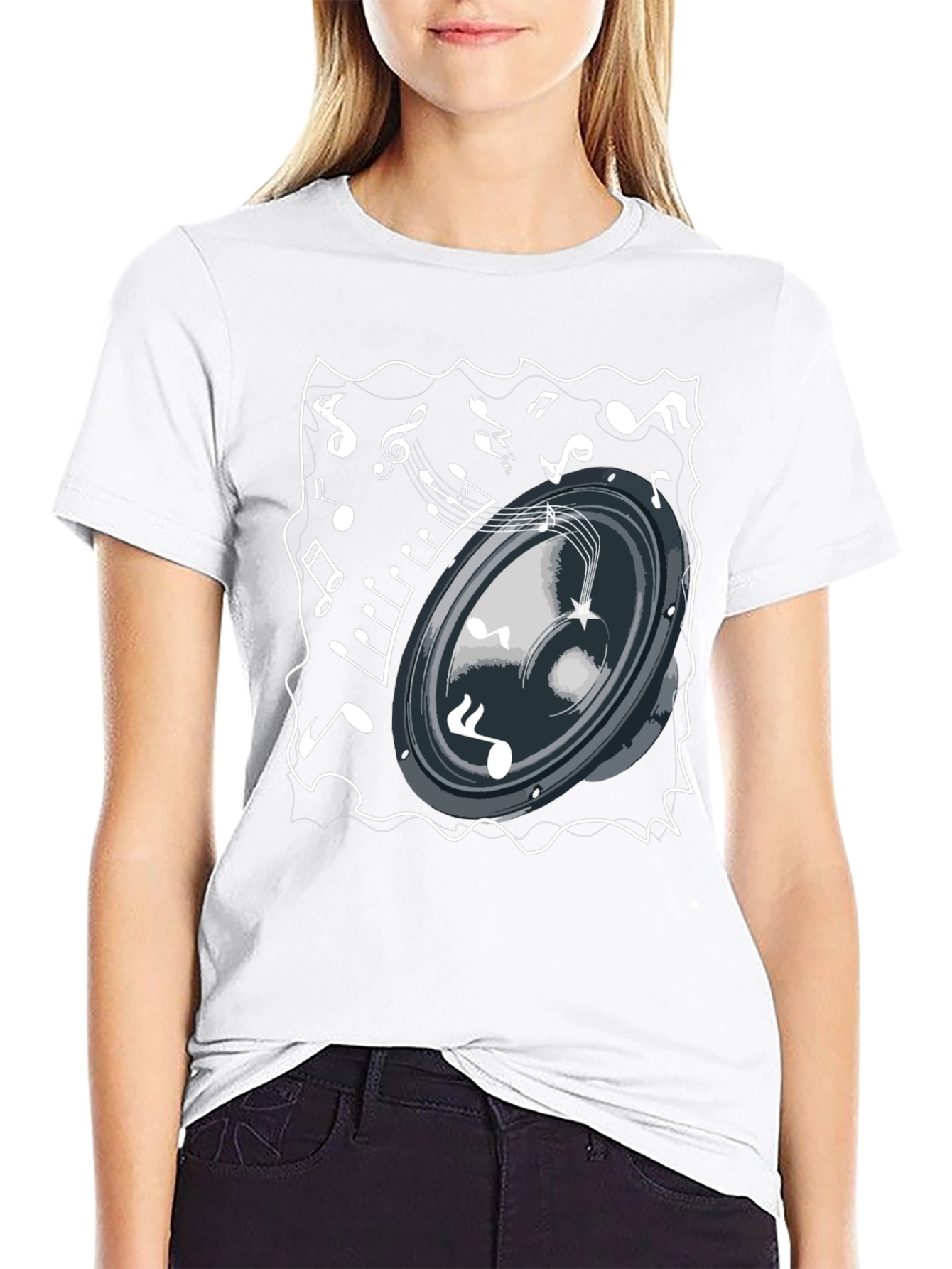 Musical Speaker T-Shirt - Black Cotton Tee