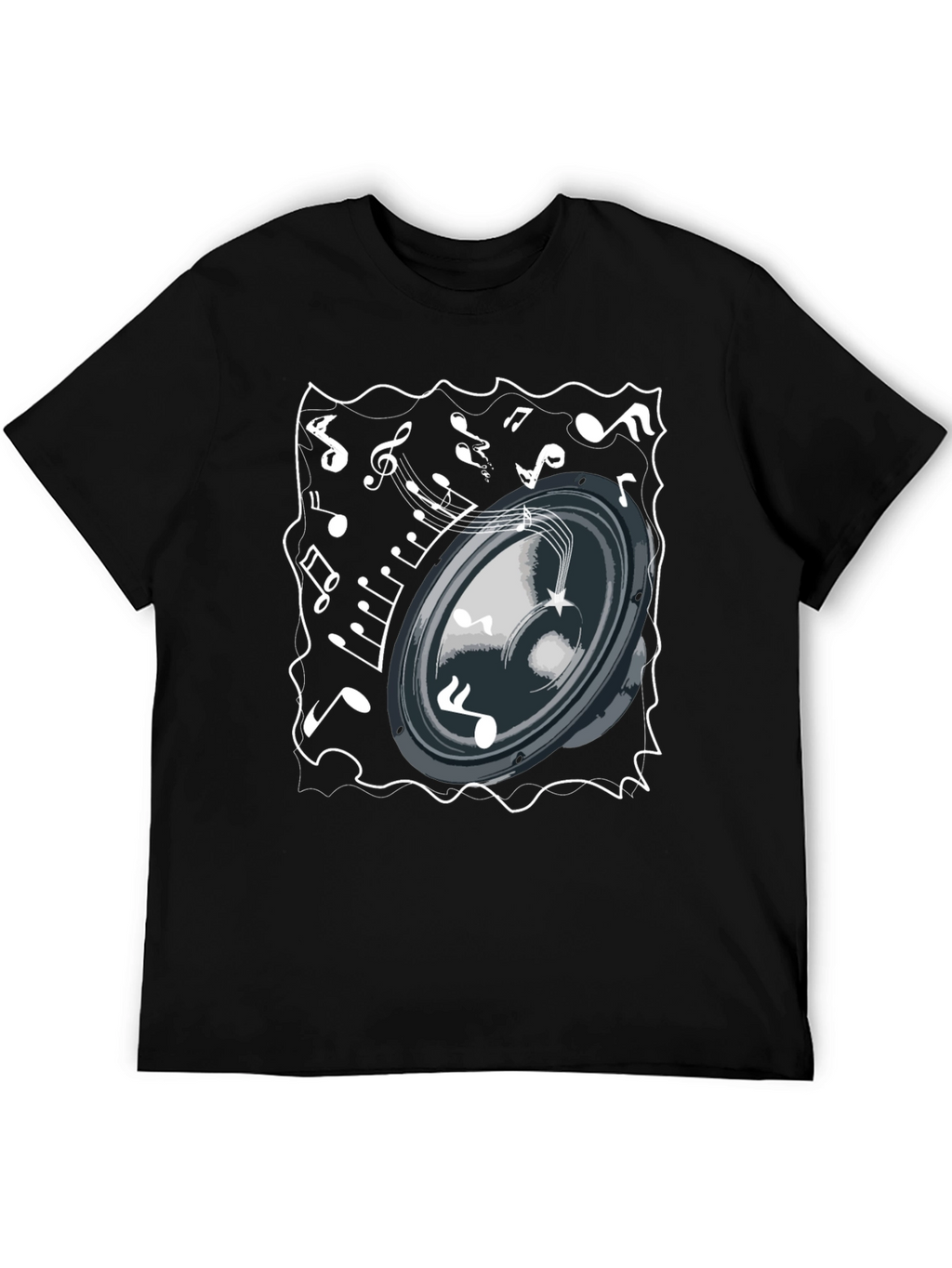 Musical Speaker T-Shirt - Black Cotton Tee