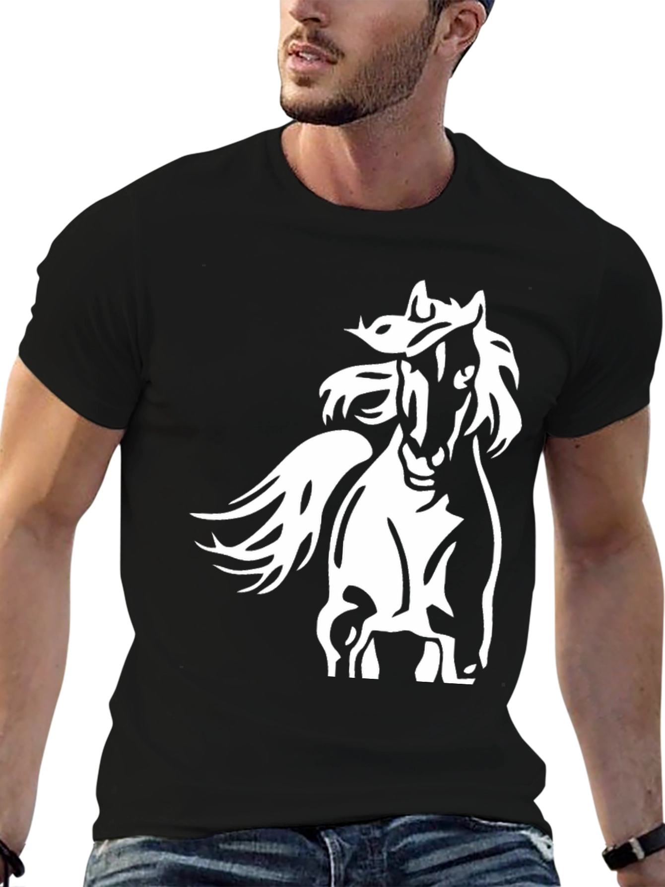 Black Horse Graphic T-Shirt - Stylish and Comfortable