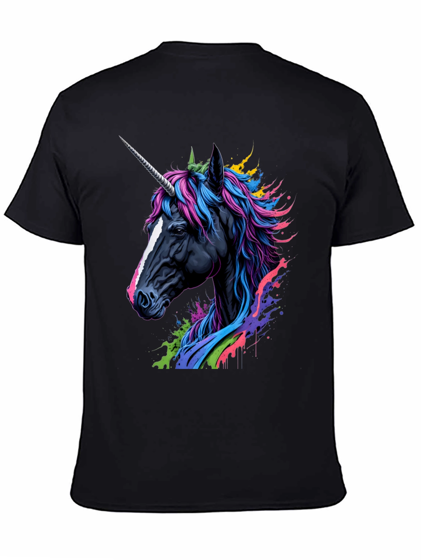 Unicorn Graphic Black Tee - Fantasy Style