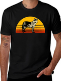 Retro Wolf Sunset Graphic Tee - Black