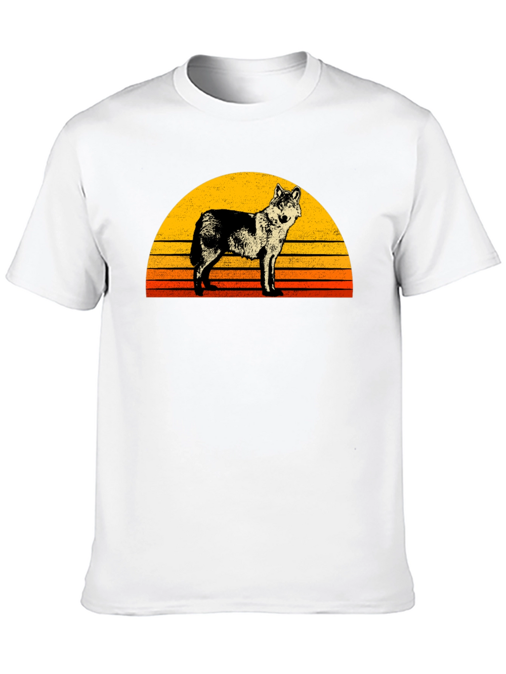 Retro Wolf Sunset Graphic Tee - Black