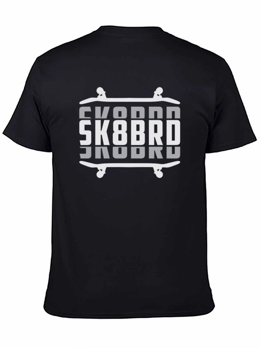 SK8BRD Skateboard Graphic Tee - Black Cotton Blend