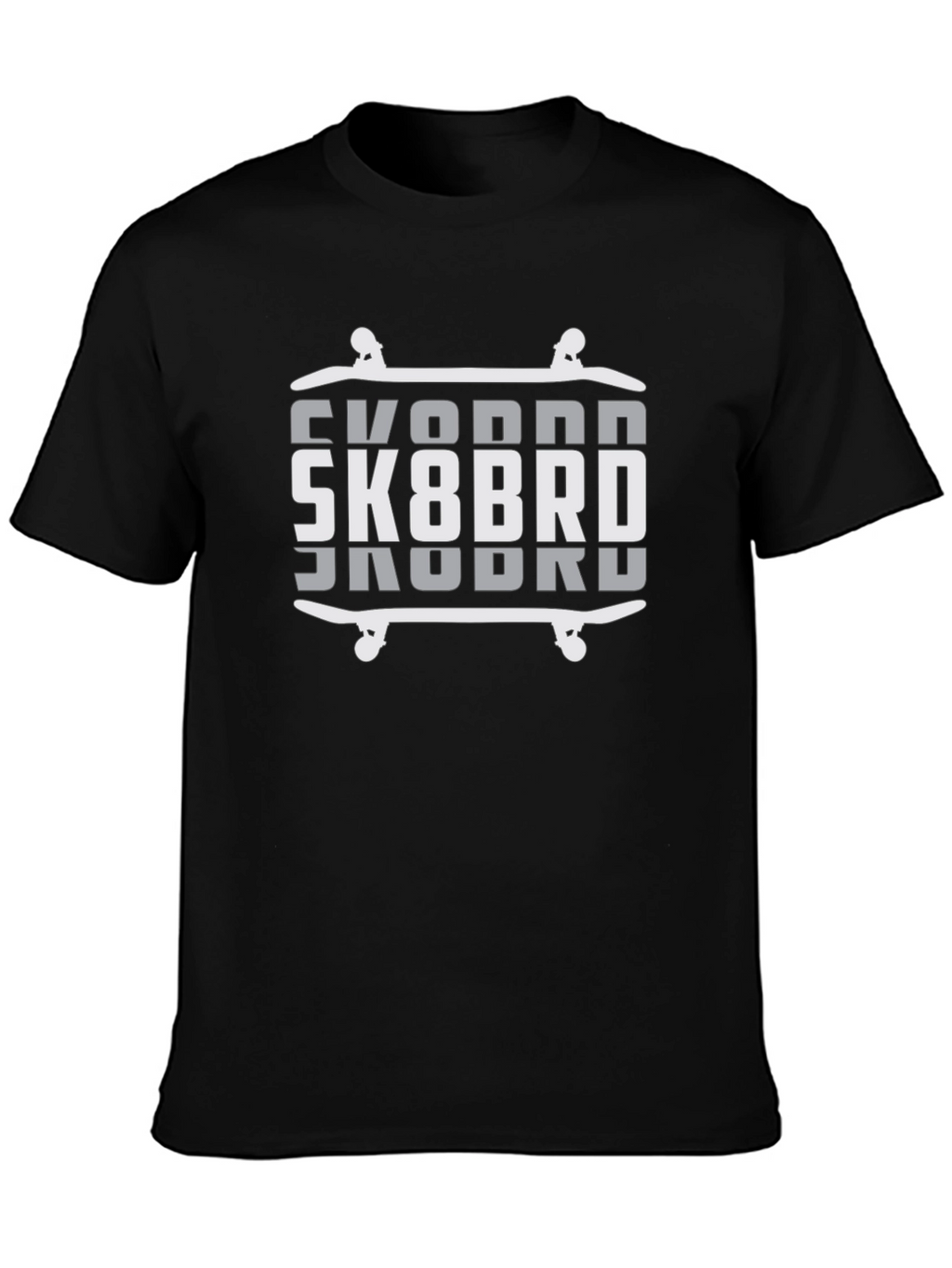 SK8BRD Skateboard Graphic Tee - Black Cotton Blend