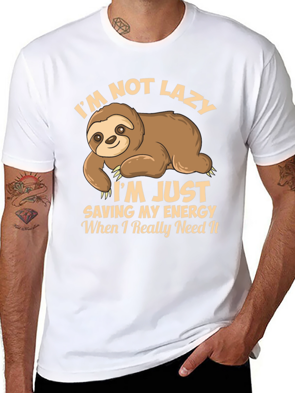 Funny Sloth T-Shirt - Saving Energy Design