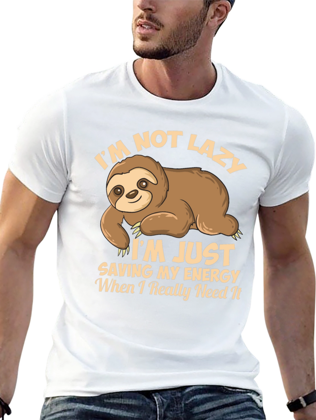 Funny Sloth T-Shirt - Saving Energy Design
