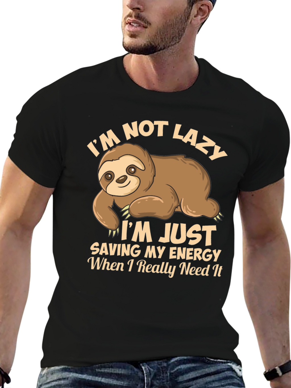 Funny Sloth T-Shirt - Saving Energy Design