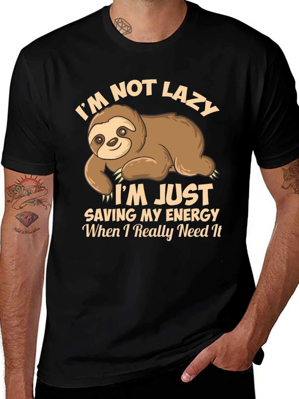 Funny Sloth T-Shirt - Saving Energy Design