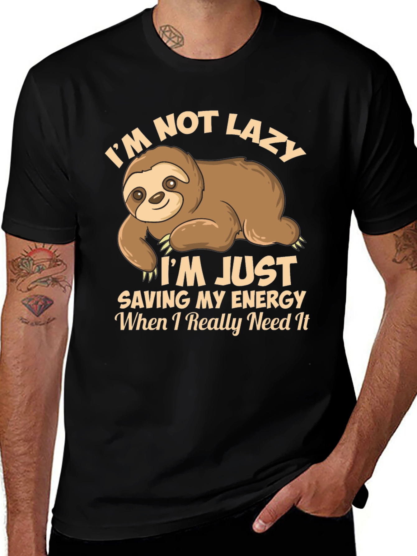 Funny Sloth T-Shirt - Saving Energy Design