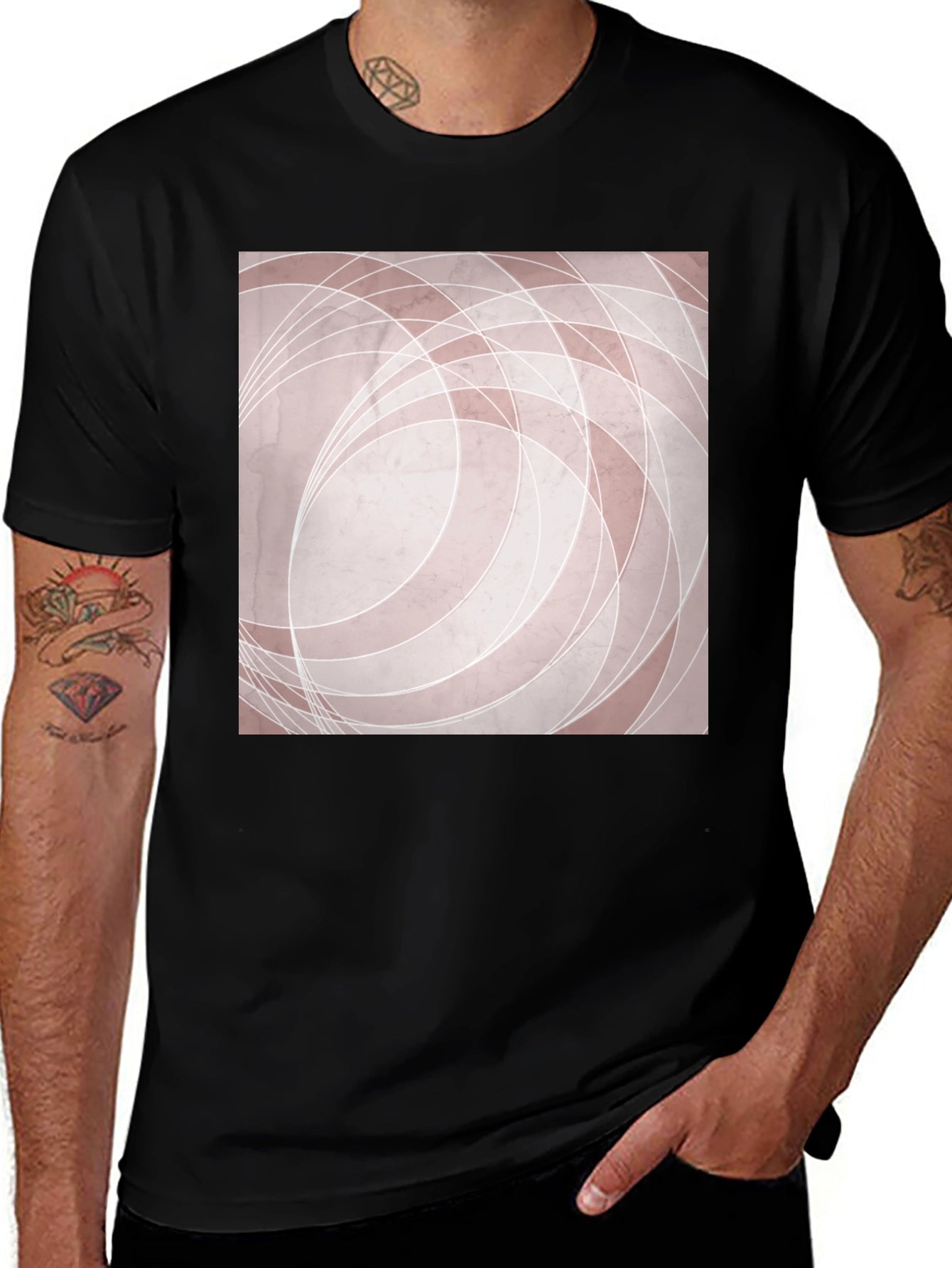 Modern Abstract Graphic Tee - Black Cotton Blend Shirt