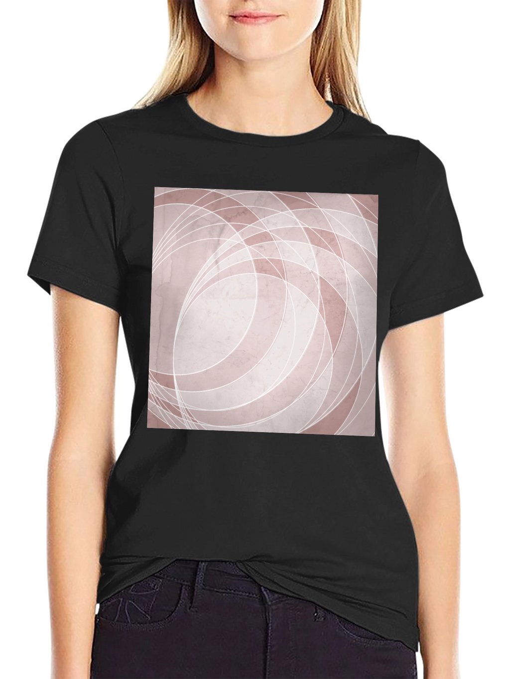 Modern Abstract Graphic Tee - Black Cotton Blend Shirt