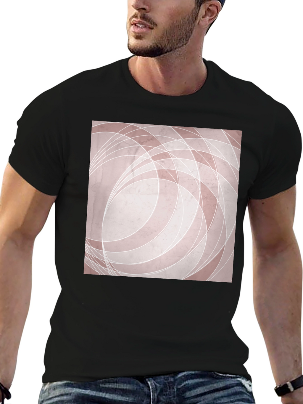 Modern Abstract Graphic Tee - Black Cotton Blend Shirt