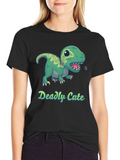 Deadly Cute Dino Black T-Shirt