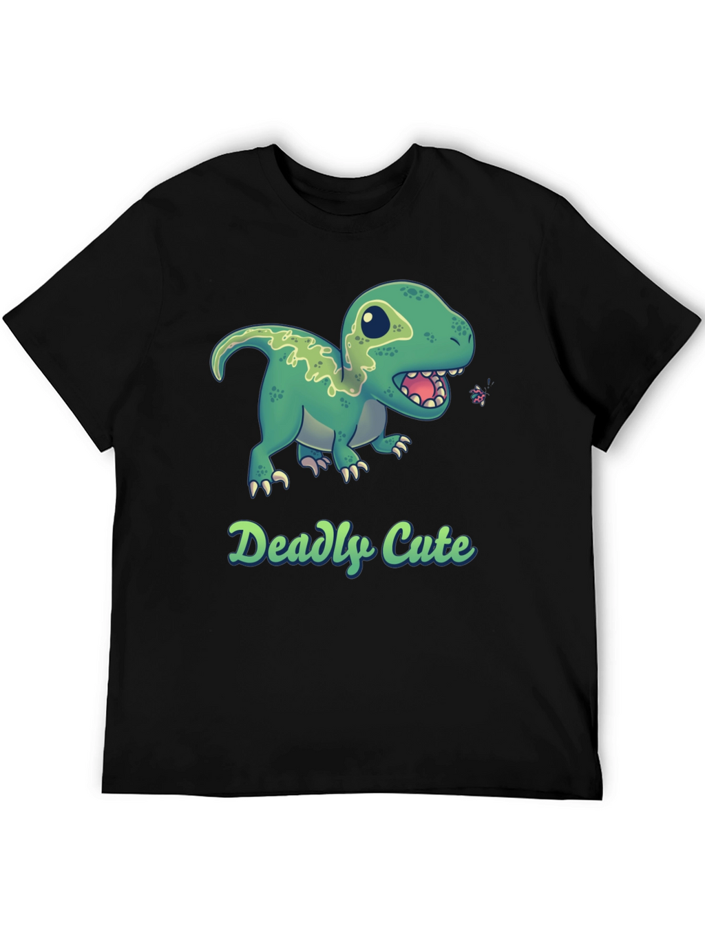 Deadly Cute Dino Black T-Shirt