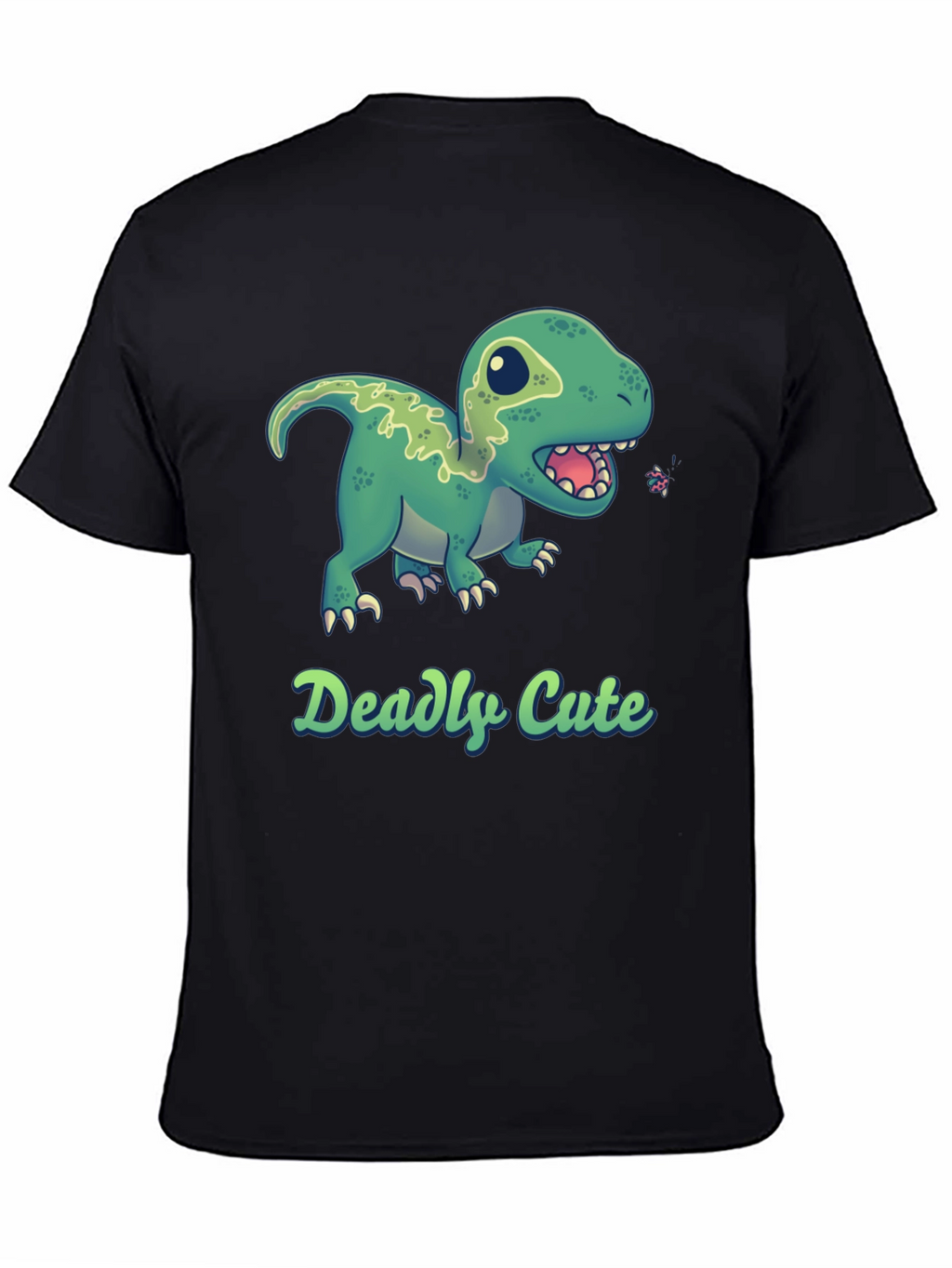 Deadly Cute Dino Black T-Shirt