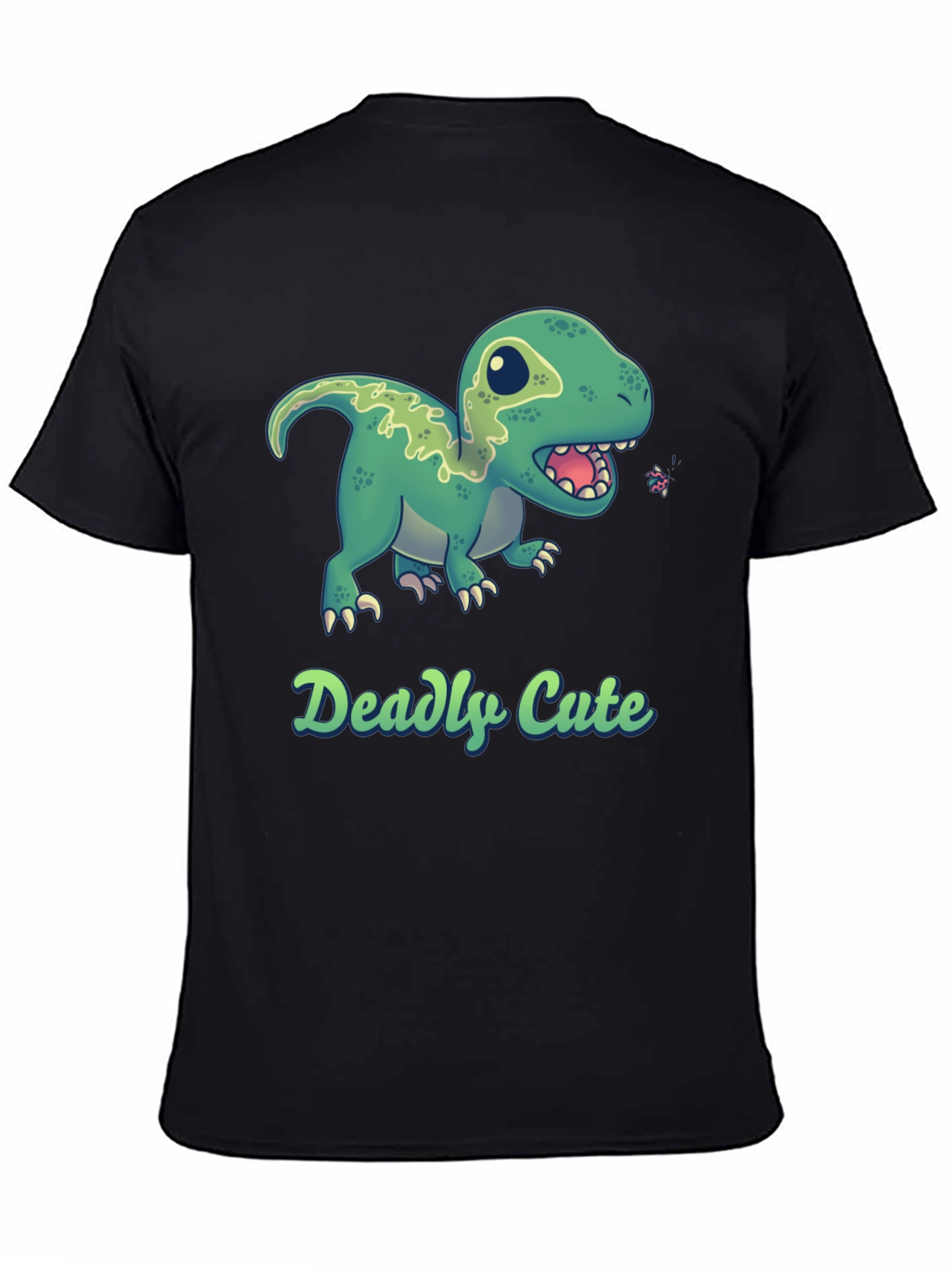 Deadly Cute Dino Black T-Shirt