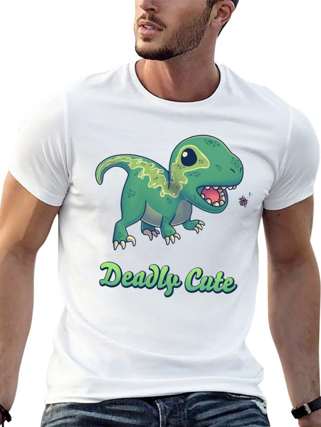 Deadly Cute Dino Black T-Shirt