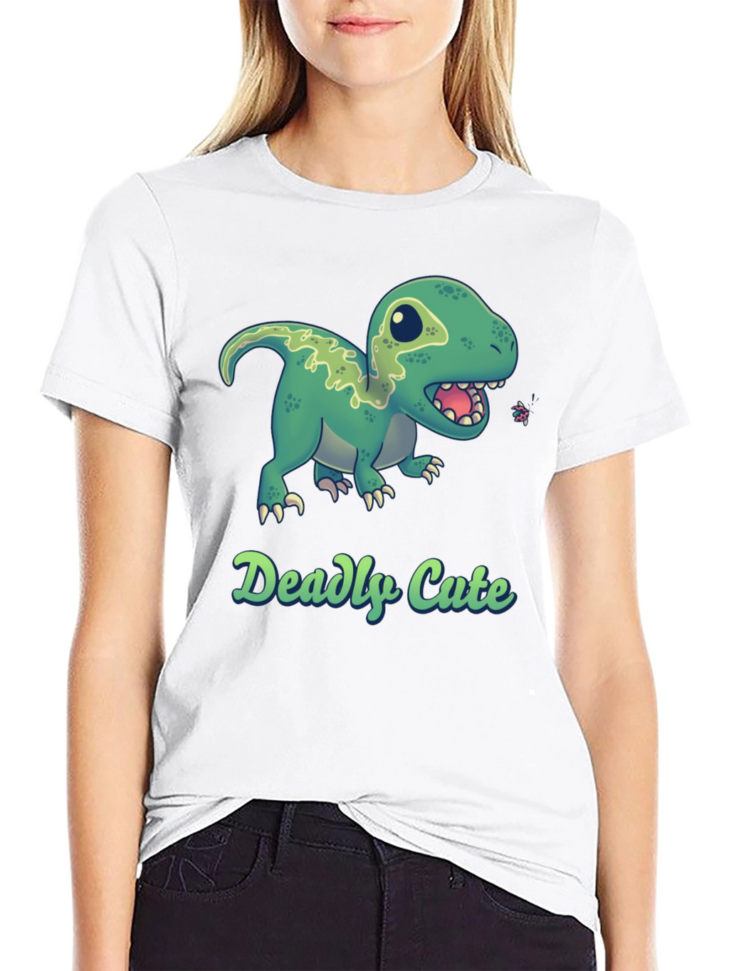 Deadly Cute Dino Black T-Shirt