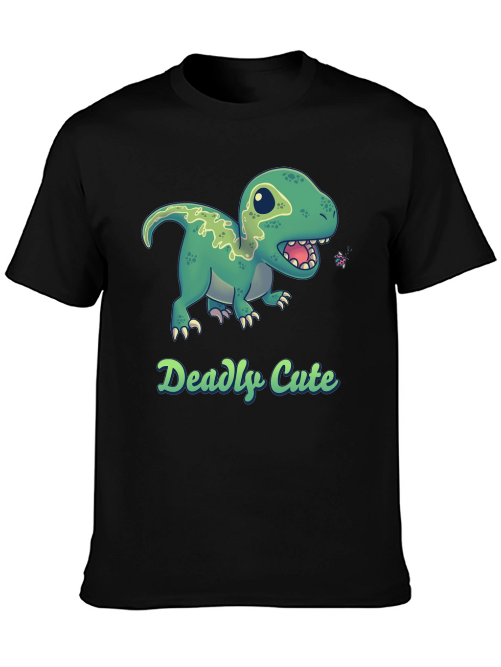 Deadly Cute Dino Black T-Shirt