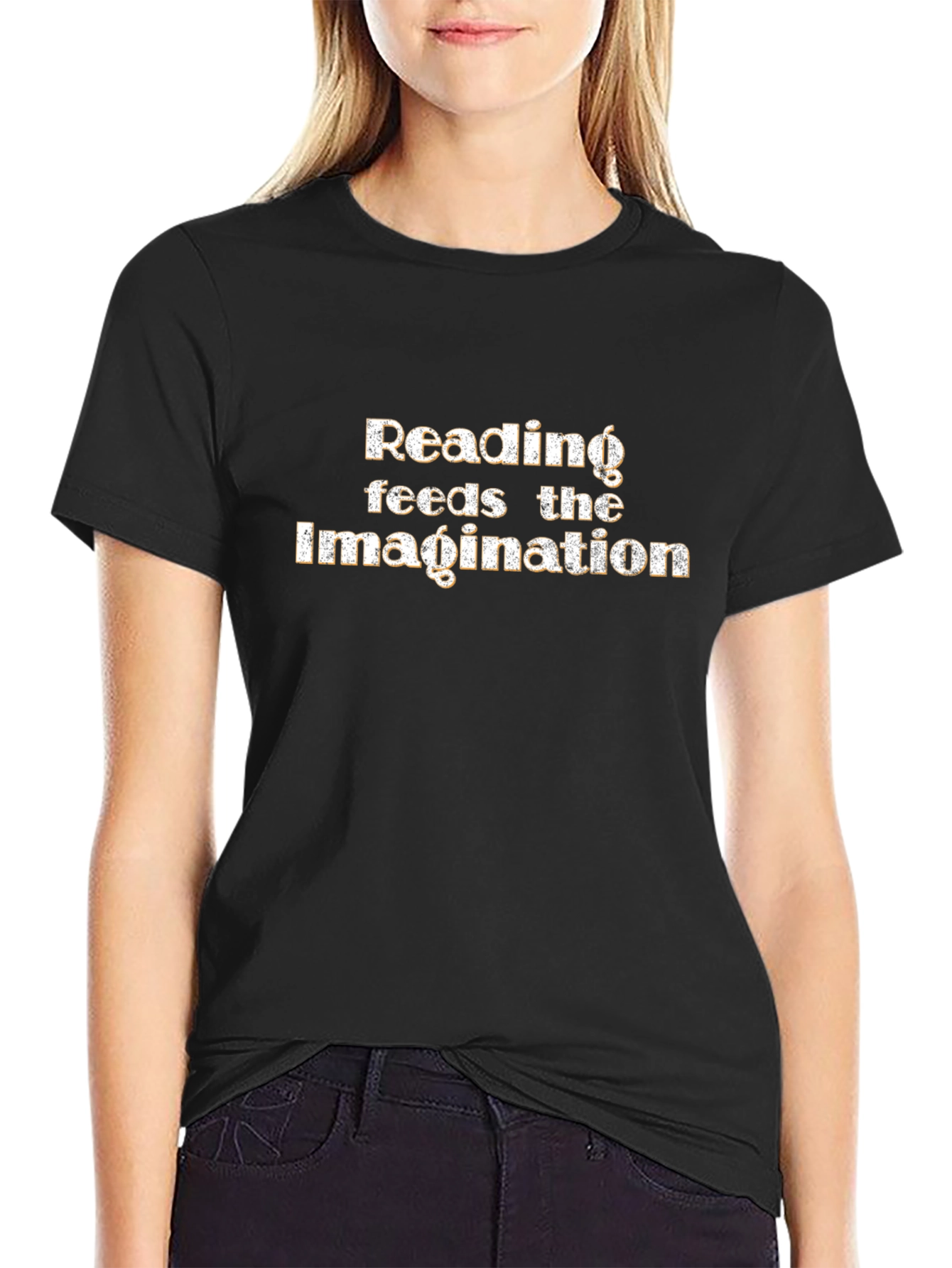 Reading Feeds The Imagination Black Graphic Tee