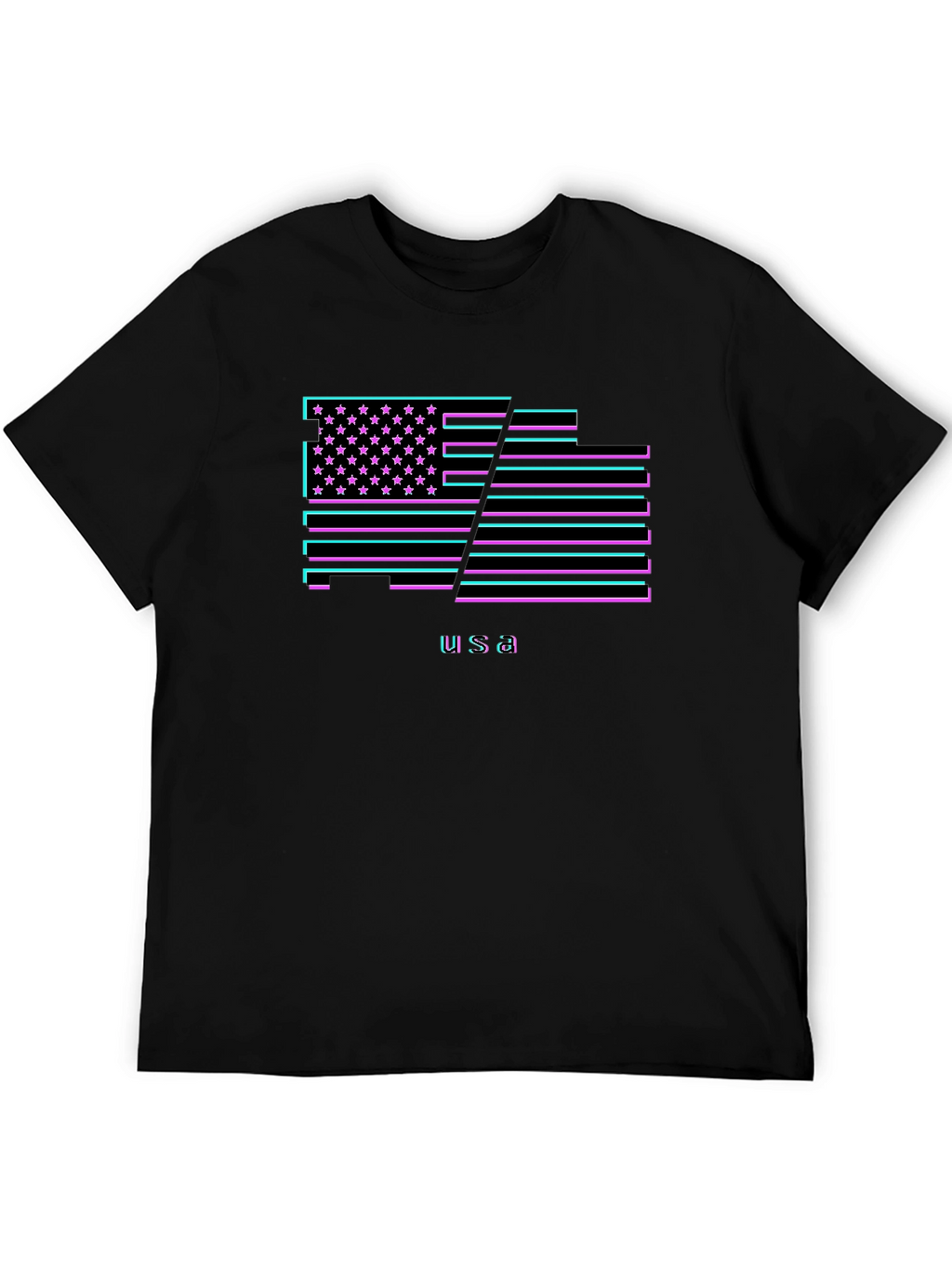 USA Flag Neon Graphic T-Shirt