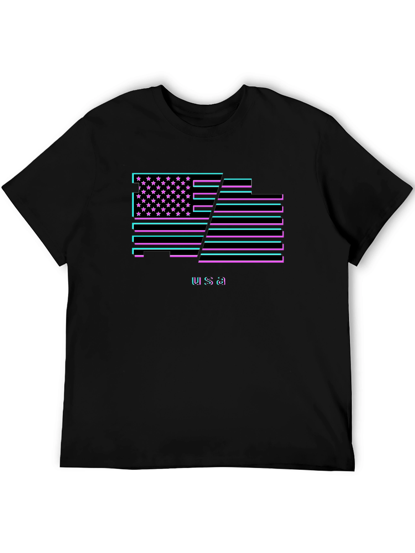 USA Flag Neon Graphic T-Shirt