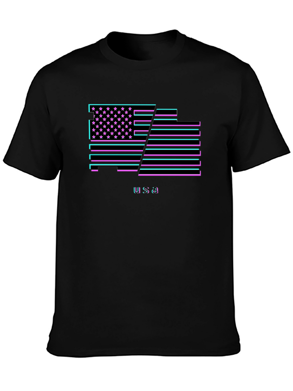 USA Flag Neon Graphic T-Shirt