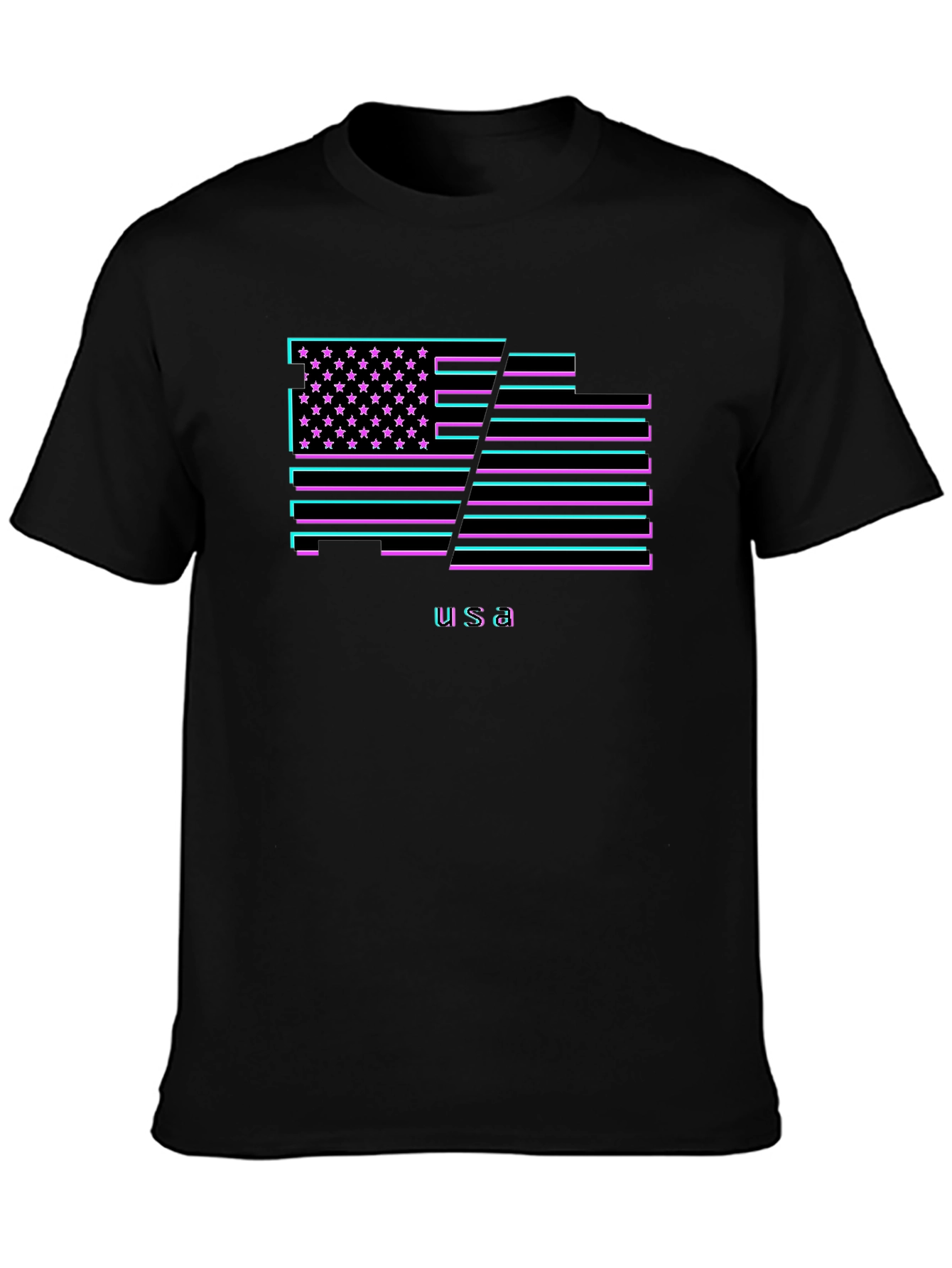 USA Flag Neon Graphic T-Shirt