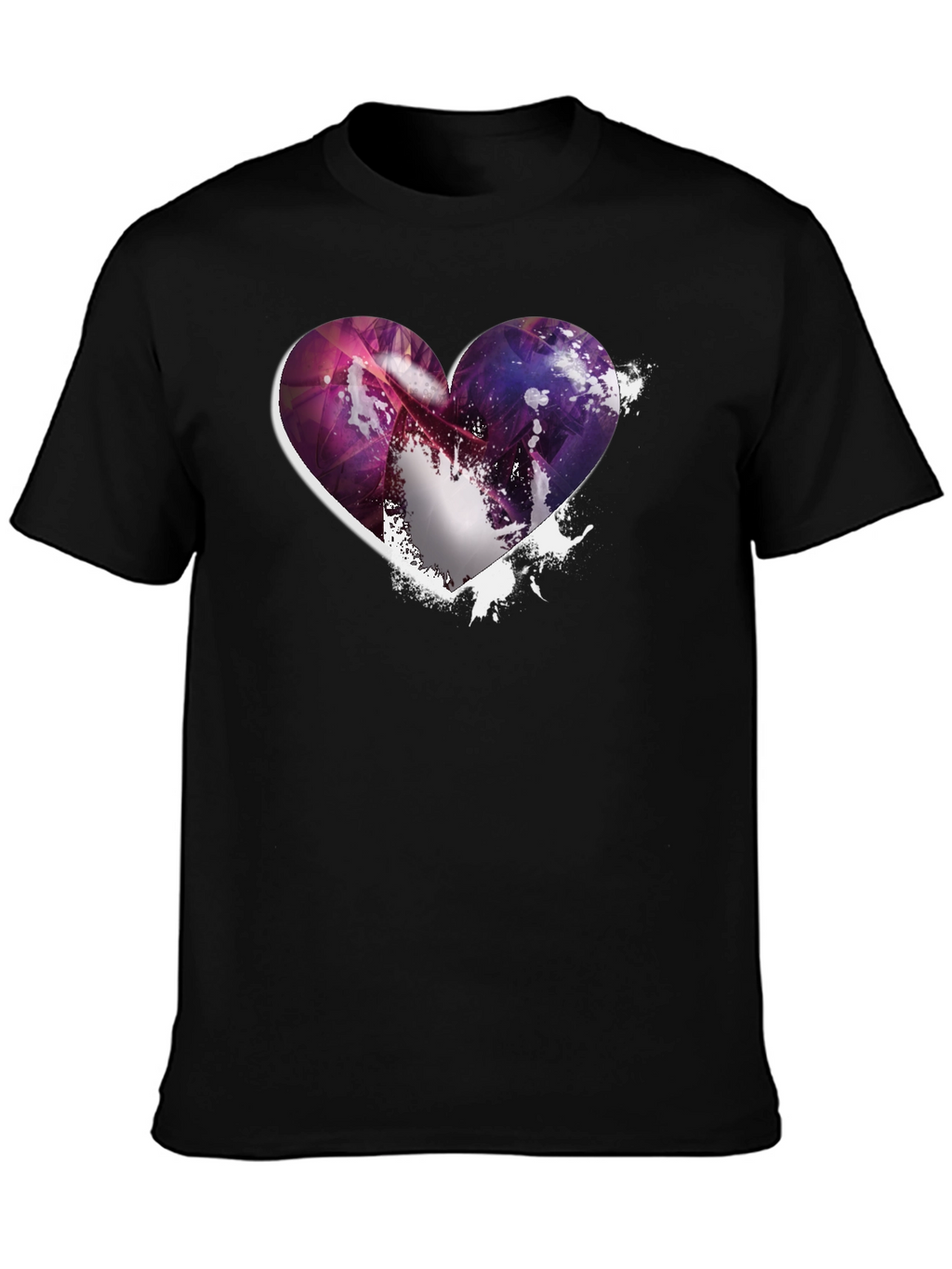 Heart Galaxy Graphic Black T-Shirt