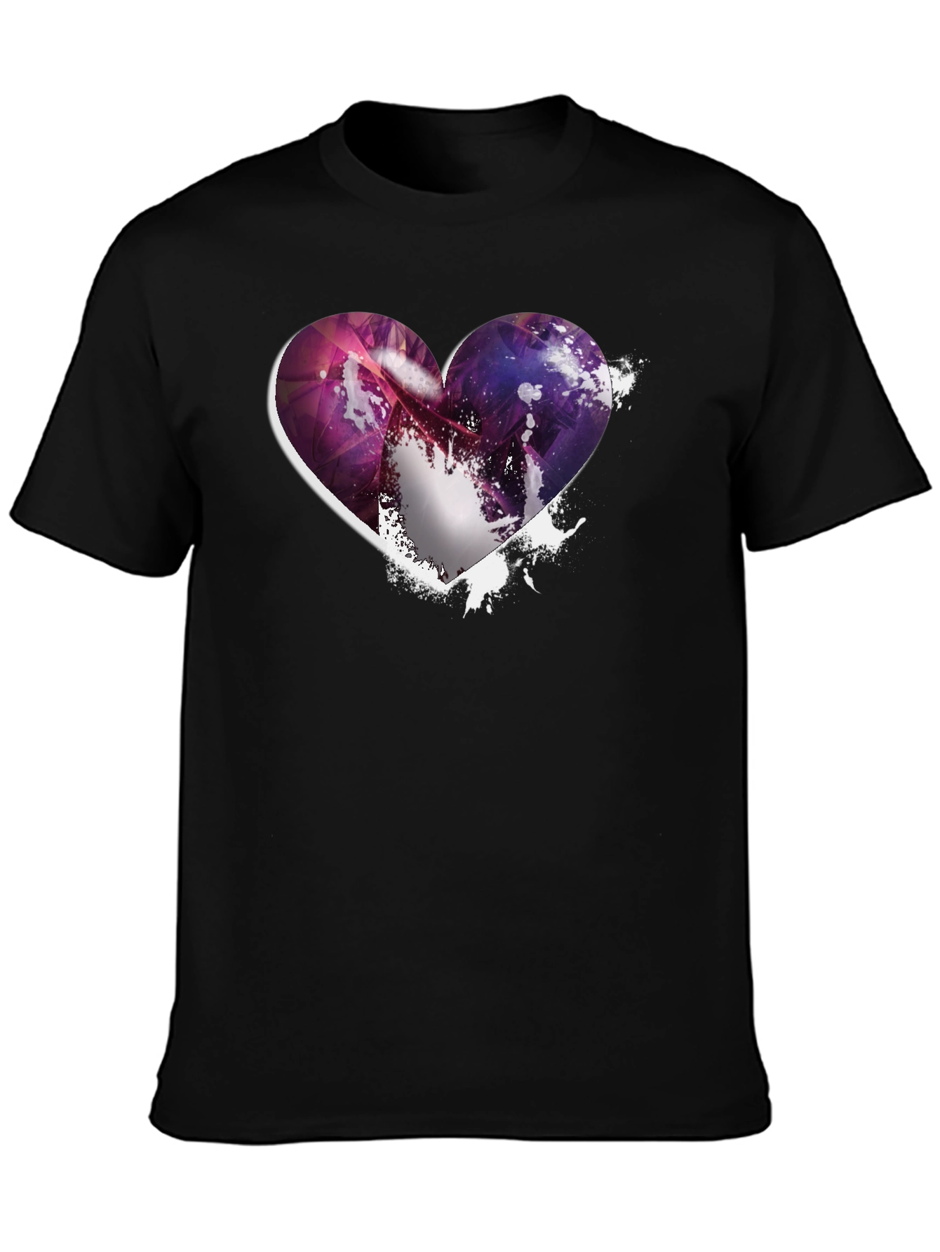 Heart Galaxy Graphic Black T-Shirt