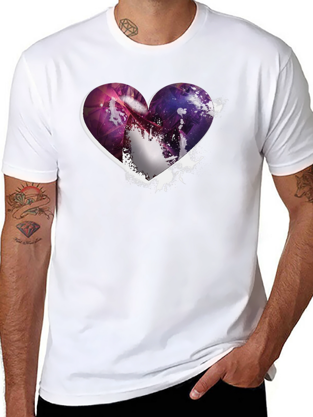 Heart Galaxy Graphic Black T-Shirt