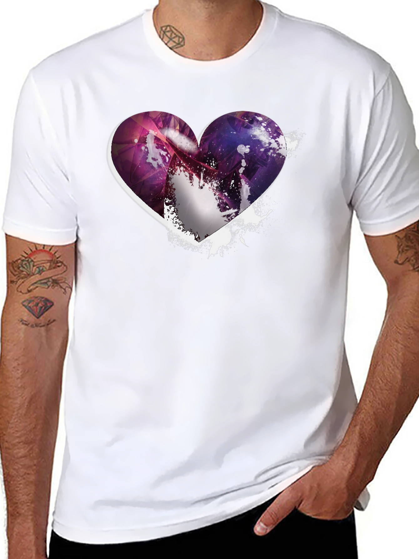 Heart Galaxy Graphic Black T-Shirt