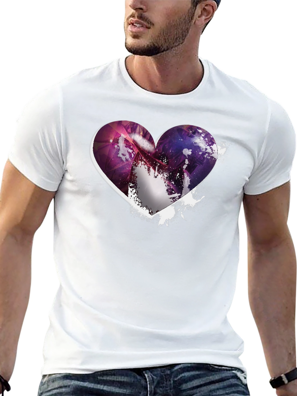 Heart Galaxy Graphic Black T-Shirt