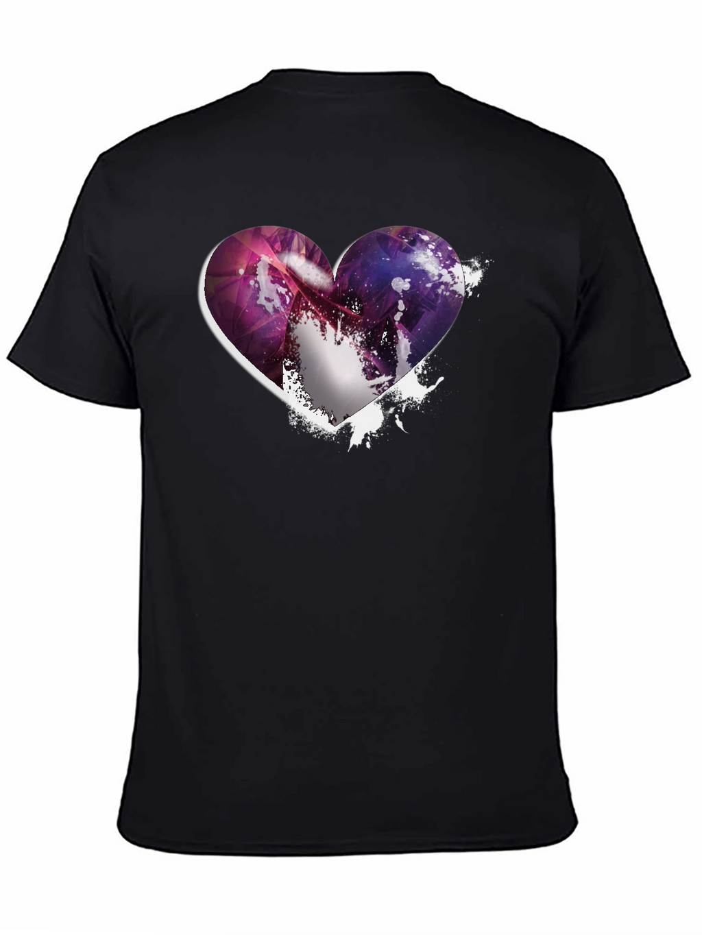 Heart Galaxy Graphic Black T-Shirt