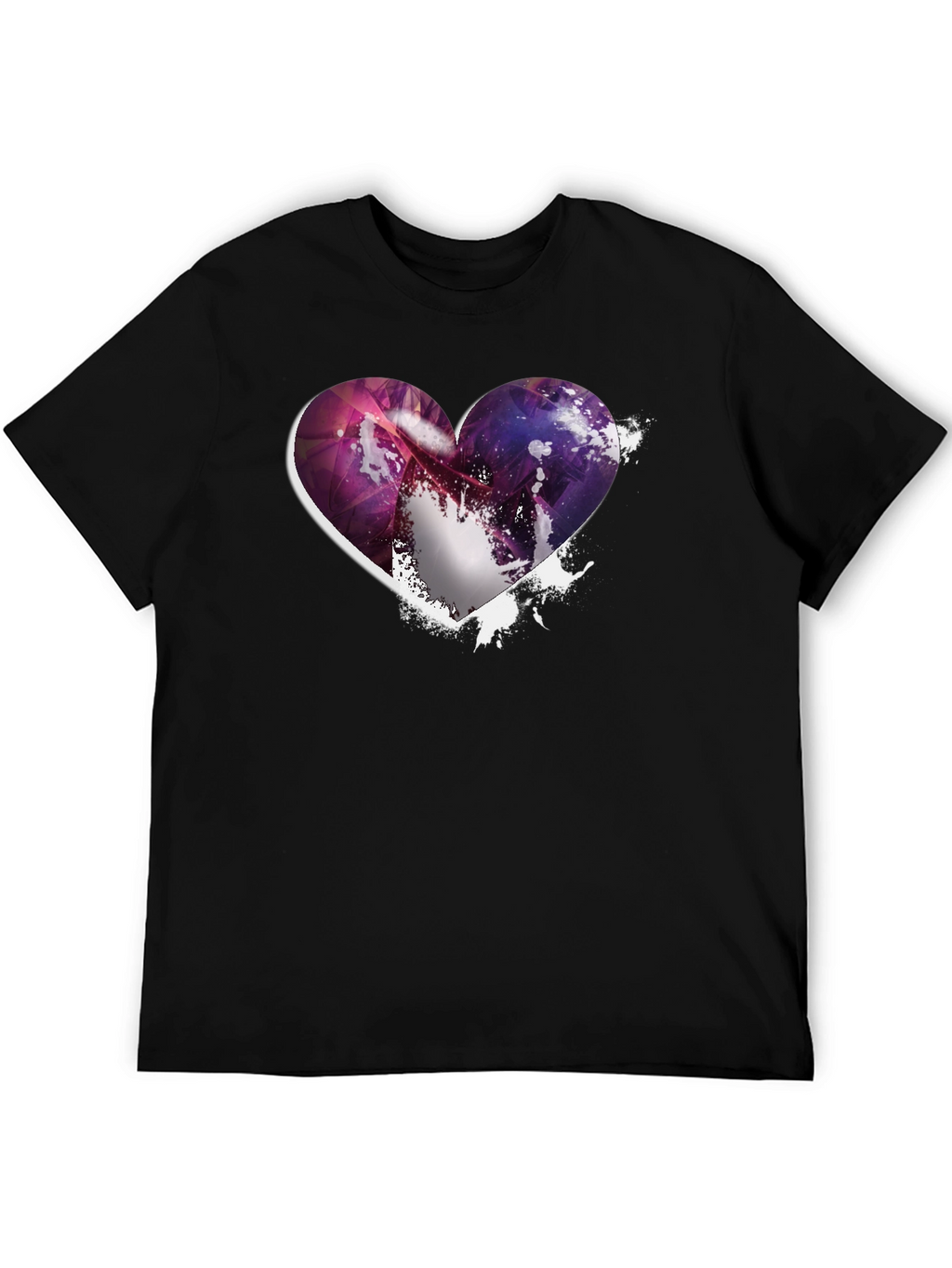 Heart Galaxy Graphic Black T-Shirt