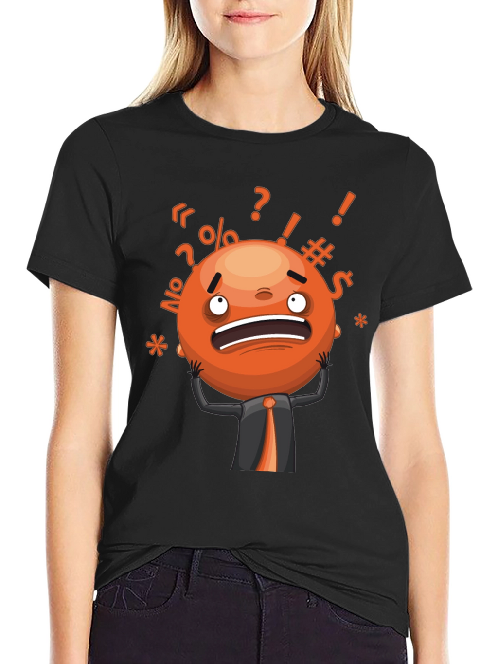 Stressed Out Emoji Graphic T-Shirt - Black