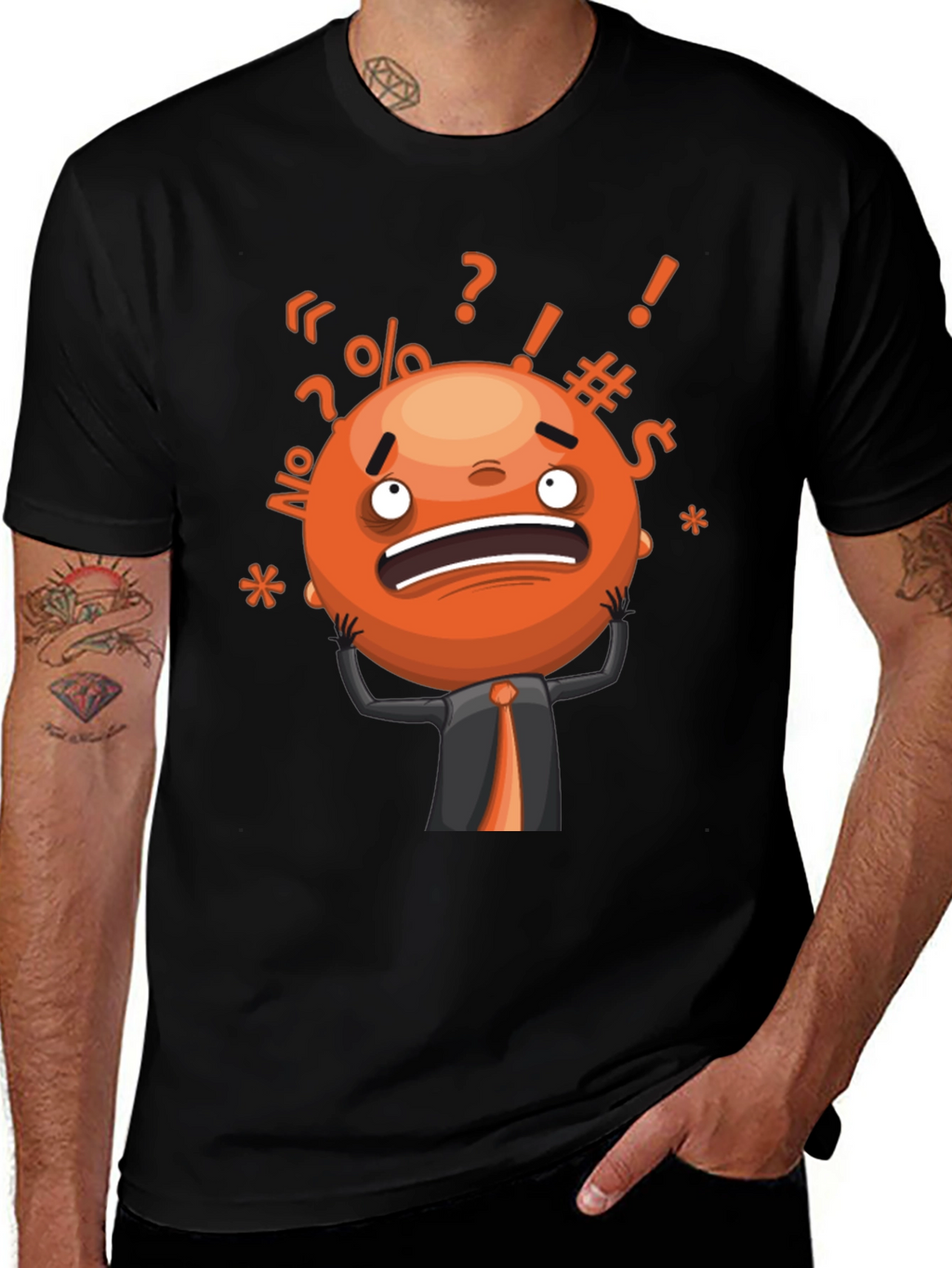 Stressed Out Emoji Graphic T-Shirt - Black