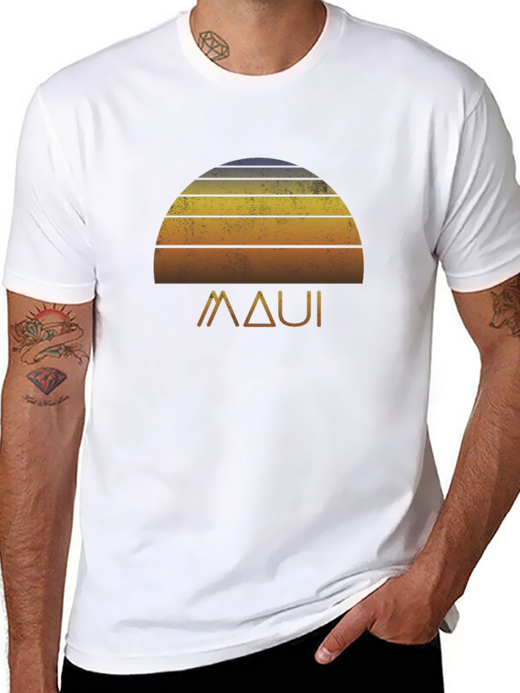 Maui Sunset Graphic Tee - Retro Style Black T-Shirt