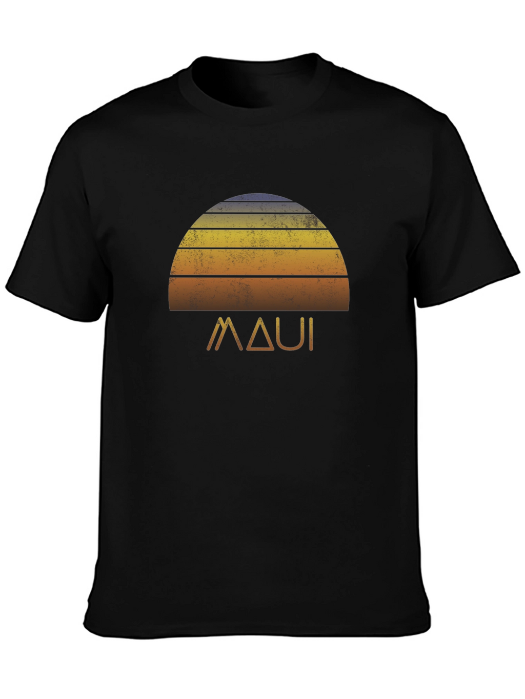 Maui Sunset Graphic Tee - Retro Style Black T-Shirt